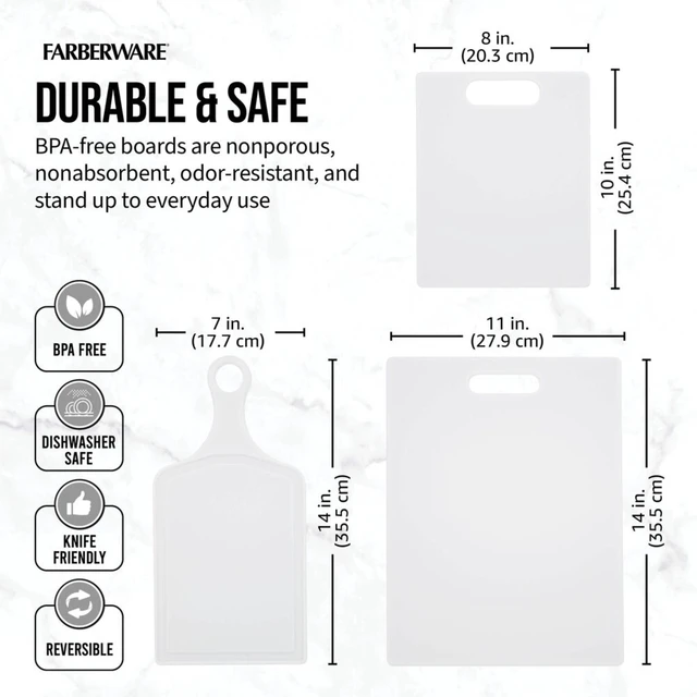 Alt view image 5 of 5 - Farberware 3-Piece Essential Poly Kitchen Cutting Board Set