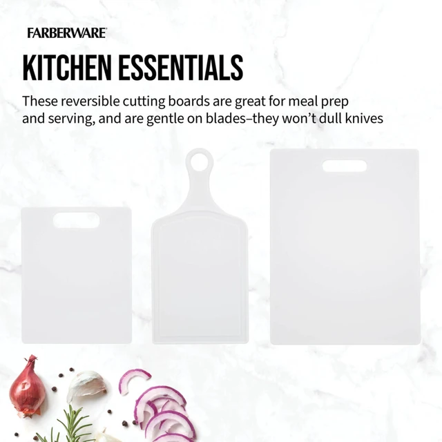 Alt view image 3 of 5 - Farberware 3-Piece Essential Poly Kitchen Cutting Board Set