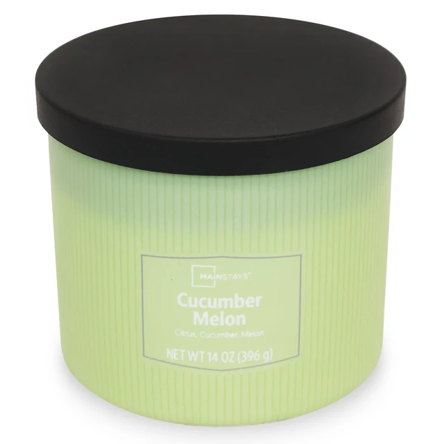 Alt view image 3 of 5 - Mainstays 3-Wick Textured Wrapped Candle, Cucumber Melon, 14oz