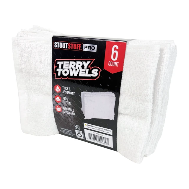 Alt view image 6 of 6 - Stout Stuff Cotton Terry Cleaning Towels, 6 Pack