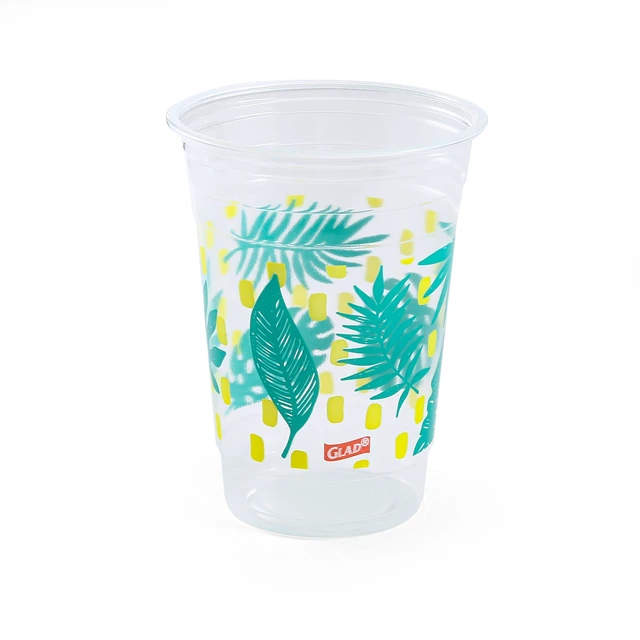 Alt view image 4 of 4 - Glad Everyday 18oz Clear Plastic Printed Cups 50ct Palm Leaves