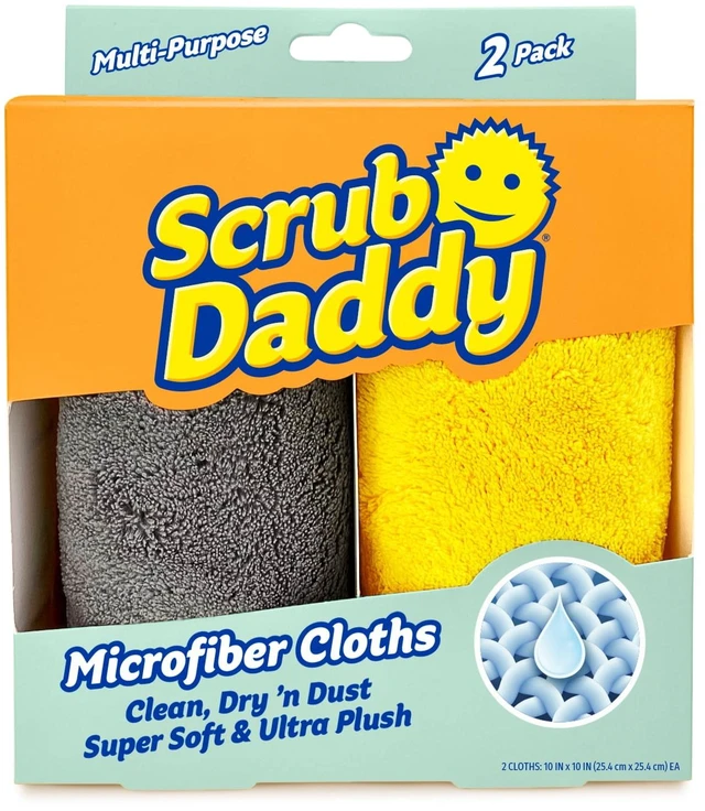 Main image of Scrub Daddy Microfiber Towels Multipurpose Household Cleaning Cloth, 2 Count, Multicolor