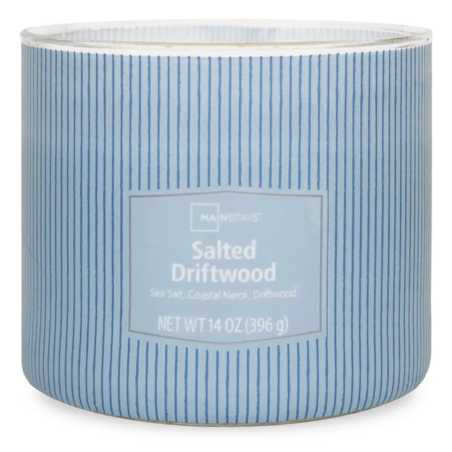 Alt view image 5 of 6 - Mainstays 14oz 3-Wick Salted Driftwood Textured Wrapped Candle