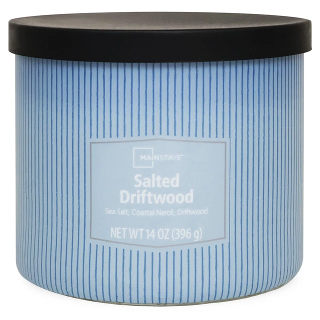 Alt view image 3 of 6 - Mainstays 14oz 3-Wick Salted Driftwood Textured Wrapped Candle