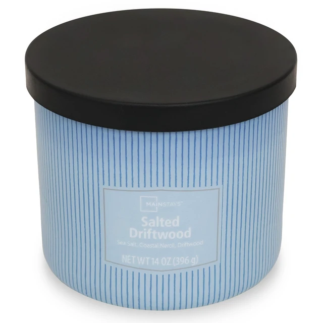 Alt view image 6 of 6 - Mainstays 14oz 3-Wick Salted Driftwood Textured Wrapped Candle