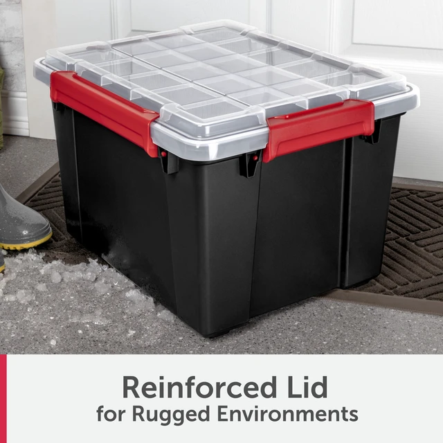 Alt view image 2 of 6 - Sterilite Gasket Tote 8.5 Gallon IP68 Waterproof Plastic Storage Bin with Lid, Gasket Seal and Durable Latches, Black