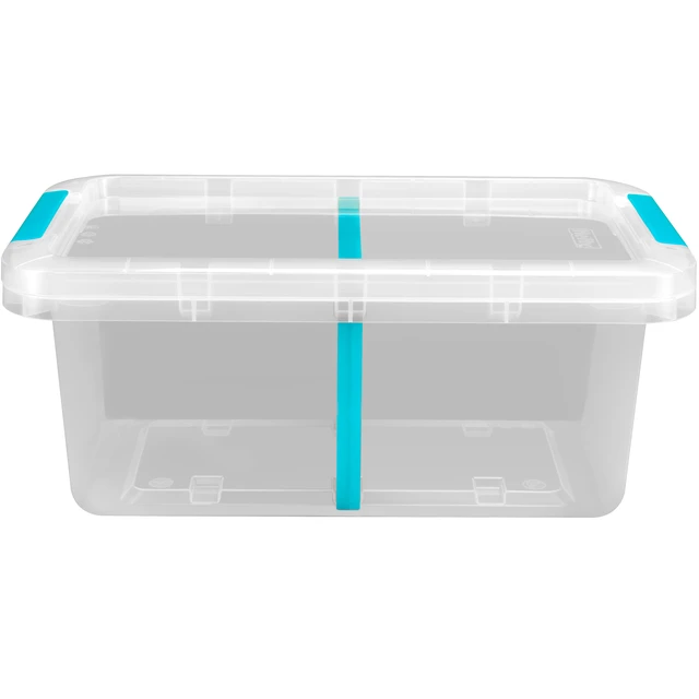 Alt view image 5 of 6 - Hefty 17 Quart Small Latching Storage Bin, Clear Plastic with Latch Lid and Dividers, Blue