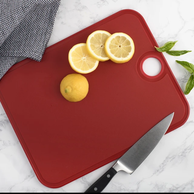 Alt view image 3 of 6 - Architec 14" x 11" Gripper Non-Slip Poly Cutting Board, Red