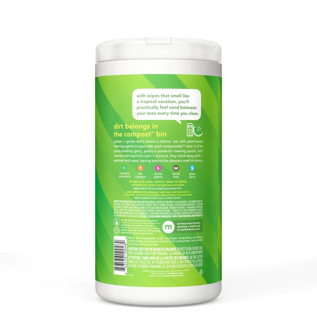 Alt view image 7 of 7 - Method All-Purpose Cleaning Wipes, Lime + Sea Salt, 70 Count
