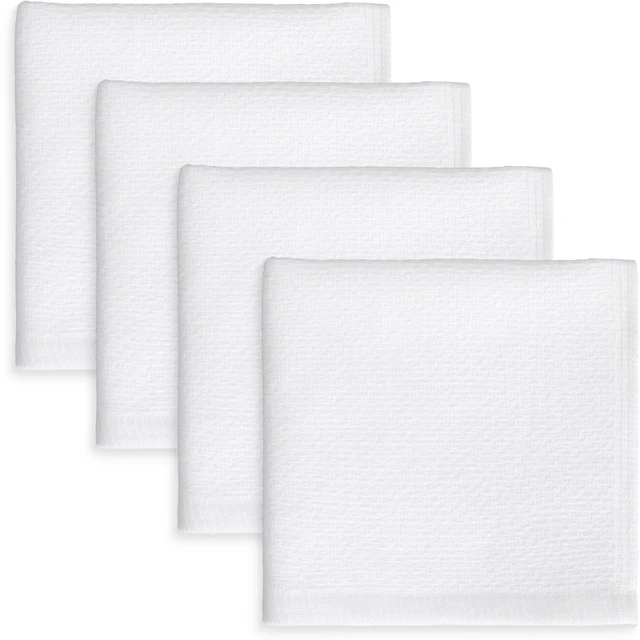 Main image of Mainstays 4 Pack 100% Dual-Sided Cotton Dishcloths, 12in x 12in, White