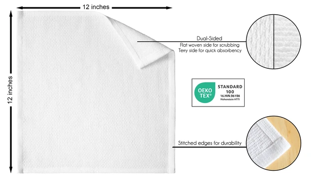 Alt view image 3 of 6 - Mainstays 4 Pack 100% Dual-Sided Cotton Dishcloths, 12in x 12in, White