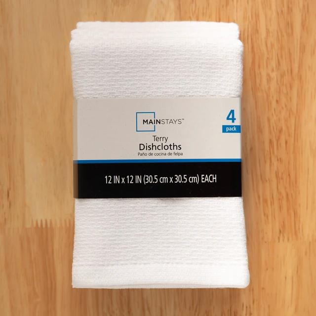 Alt view image 2 of 6 - Mainstays 4 Pack 100% Dual-Sided Cotton Dishcloths, 12in x 12in, White