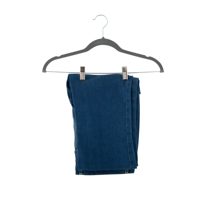 Alt view image 5 of 5 - Simplify Velvet, Plastic and Metal Clothing Hangers with Clips, 6-Pack, Gray