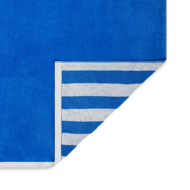 Alt view image 5 of 6 - Mainstays Summer Vibes Beach Towel, Cotton-Blend, Reversible Blue, 72in x 36in