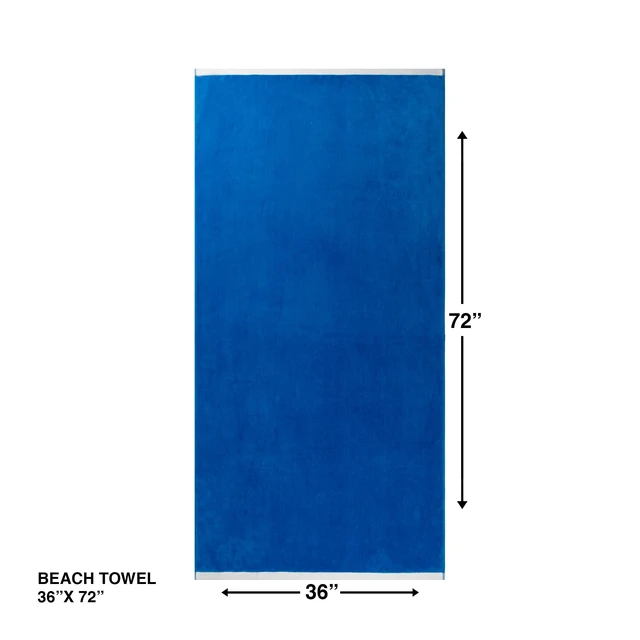 Alt view image 4 of 6 - Mainstays Summer Vibes Beach Towel, Cotton-Blend, Reversible Blue, 72in x 36in
