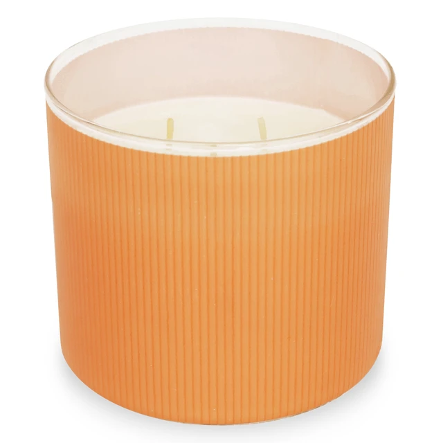 Alt view image 4 of 5 - Mainstays 3-Wick Textured Wrapped Candle, Lakeside Garden, 14 oz