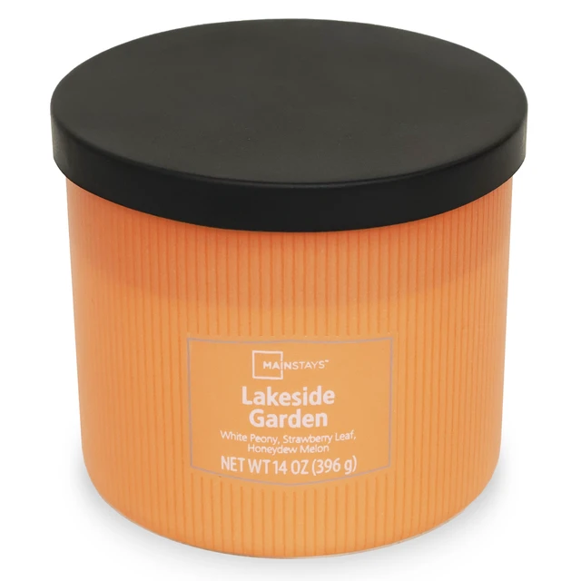 Alt view image 3 of 5 - Mainstays 3-Wick Textured Wrapped Candle, Lakeside Garden, 14 oz