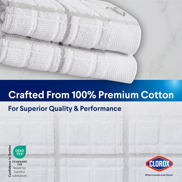 Alt view image 4 of 6 - Clorox Cotton Dish Cloths 2 Pack, 12" x 12", Gray, Absorbent for Cooking, Drying Dishes, Cleaning