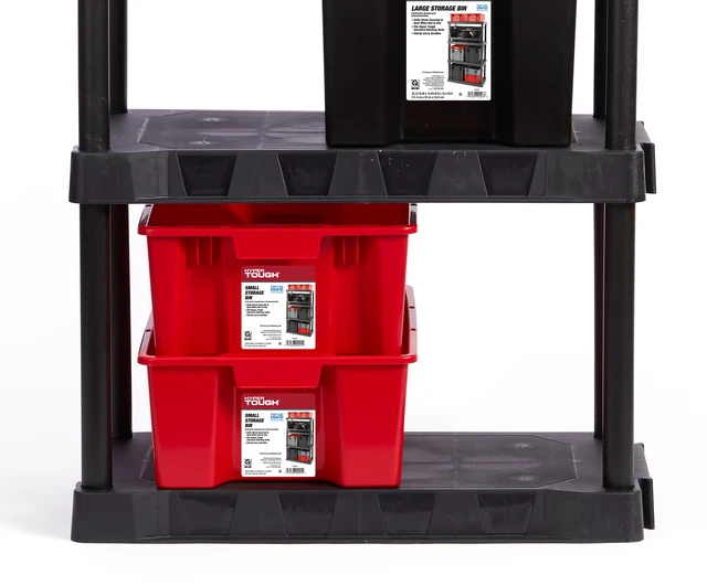 Alt view image 2 of 6 - Hyper Tough Garage Plastic Stacking Open Storage Bin, Small, Red, No Lid