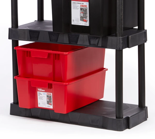 Alt view image 5 of 6 - Hyper Tough Garage Plastic Stacking Open Storage Bin, Small, Red, No Lid