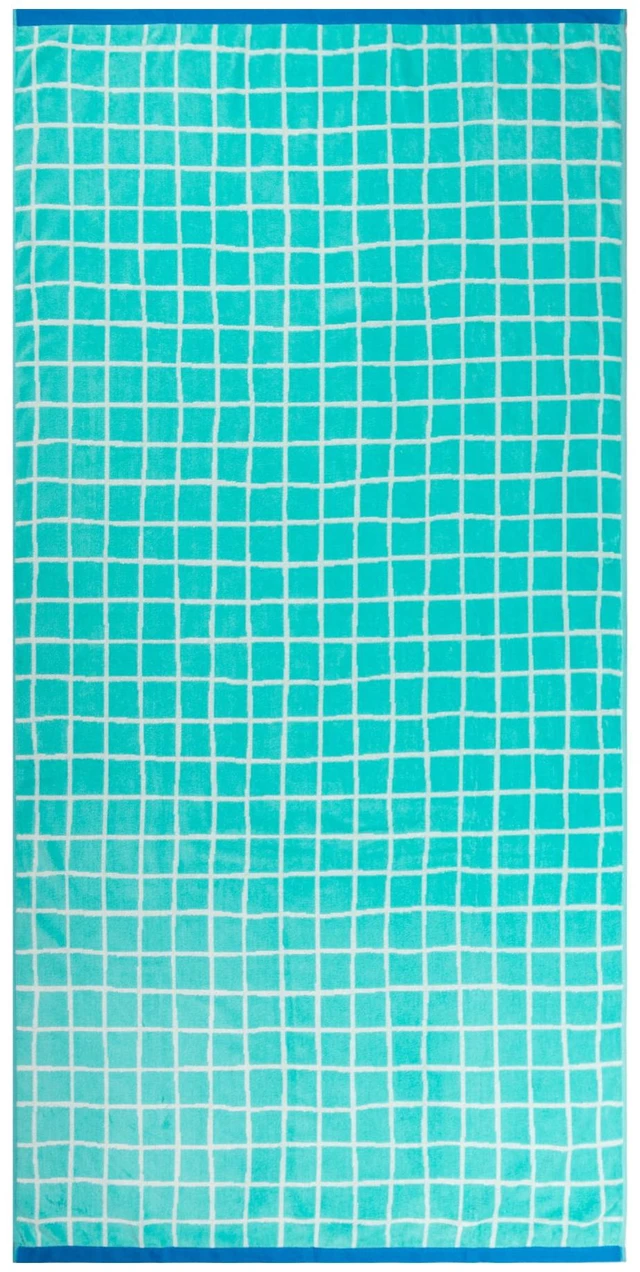 Main image of Mainstays Summer Vibes Beach Towel 72 x 36 in, Cotton-Blend, Checkered Teal