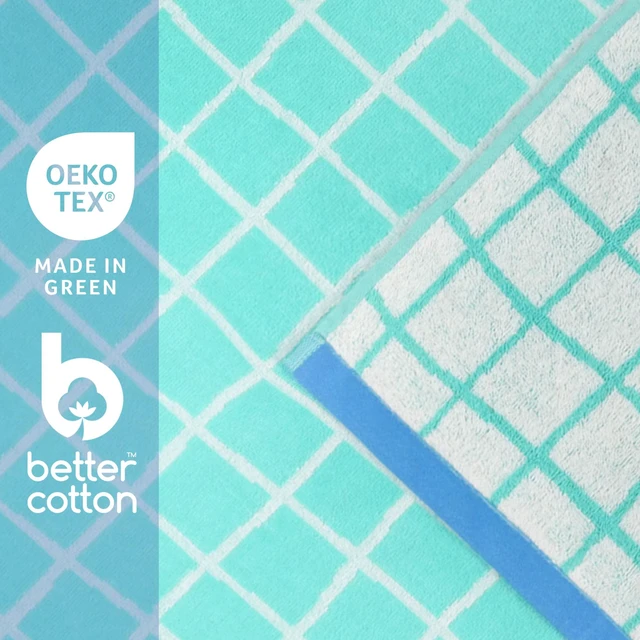 Alt view image 4 of 6 - Mainstays Summer Vibes Beach Towel 72 x 36 in, Cotton-Blend, Checkered Teal