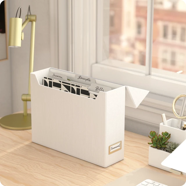 Alt view image 4 of 6 - U Brands Flip Top File Organizer Box, 9.4 x 3.7 x 13 in, Beige, Freestanding