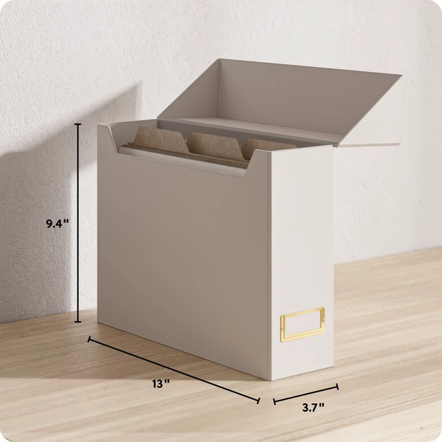 Alt view image 3 of 6 - U Brands Flip Top File Organizer Box, 9.4 x 3.7 x 13 in, Beige, Freestanding