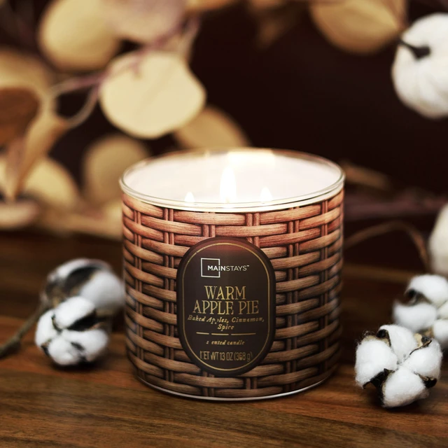 Alt view image 2 of 6 - Mainstays Warm Apple Pie Scented 3-Wick Candle 13oz