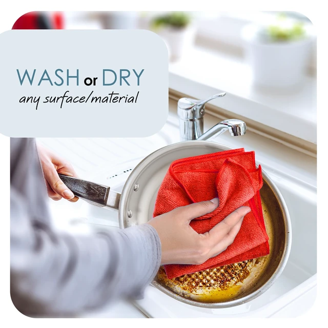 Alt view image 3 of 6 - LammaLoe Microfiber Cleaning Cloths 12x12 Super Absorbent Lint Free Multi-Purpose 12 Pack Red