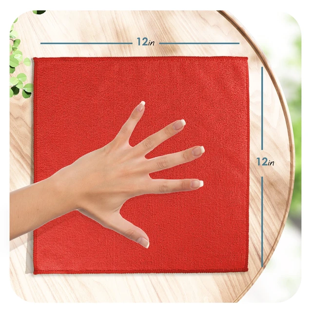 Alt view image 4 of 6 - LammaLoe Microfiber Cleaning Cloths 12x12 Super Absorbent Lint Free Multi-Purpose 12 Pack Red