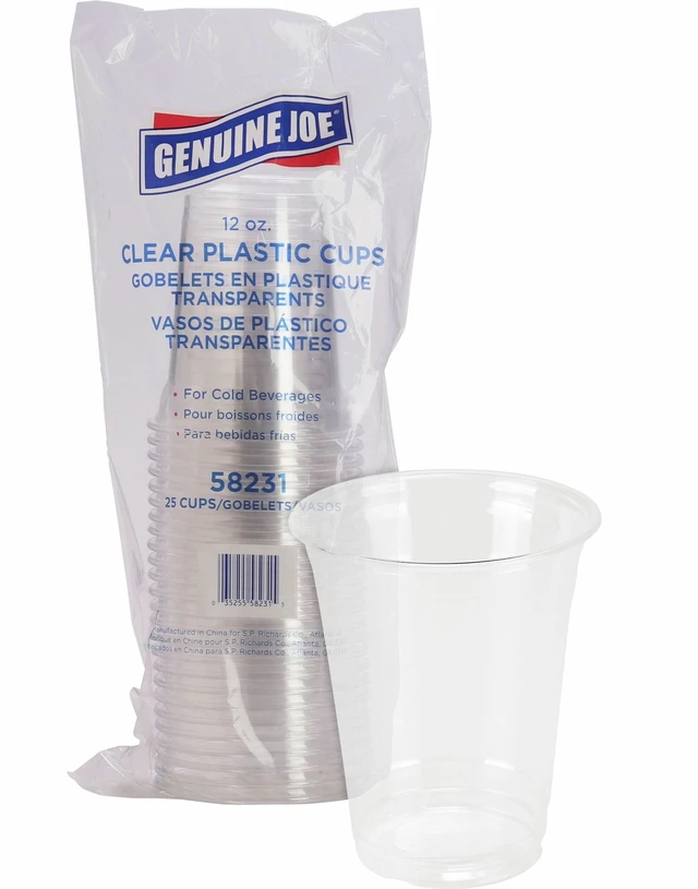 Main image of Genuine Joe GJO58231 Clear Plastic Cups 12fl oz 25/Pack