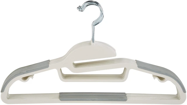 Main image of Simplify 8-Pack S-Shape Non-Slip Plastic Shirt Hangers with Tie Bar in White