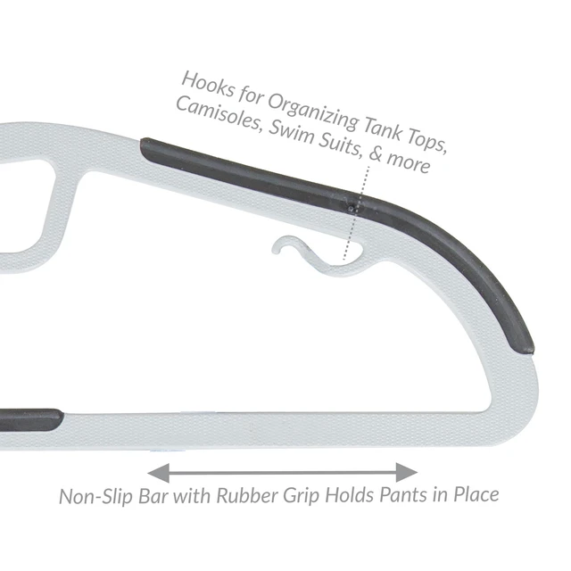 Alt view image 3 of 5 - Simplify 8-Pack S-Shape Non-Slip Plastic Shirt Hangers with Tie Bar in White