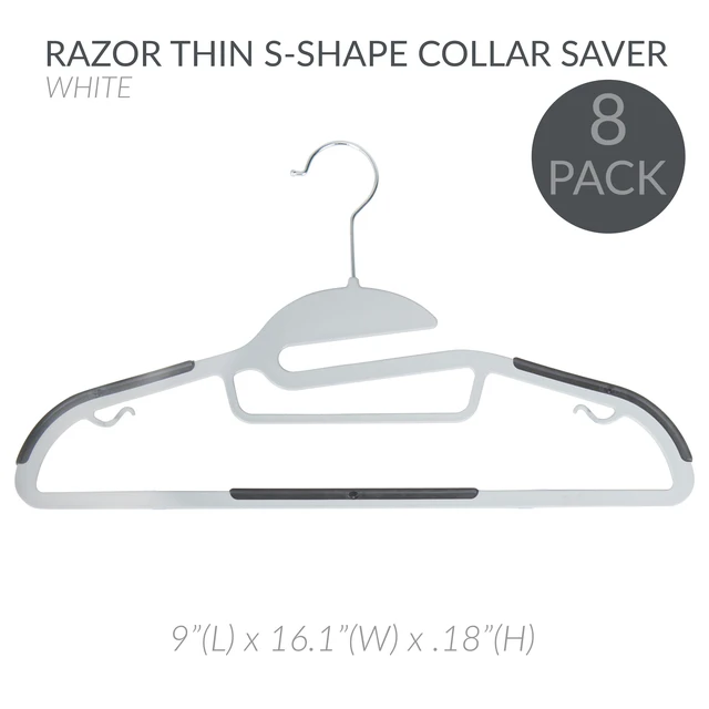 Alt view image 2 of 5 - Simplify 8-Pack S-Shape Non-Slip Plastic Shirt Hangers with Tie Bar in White