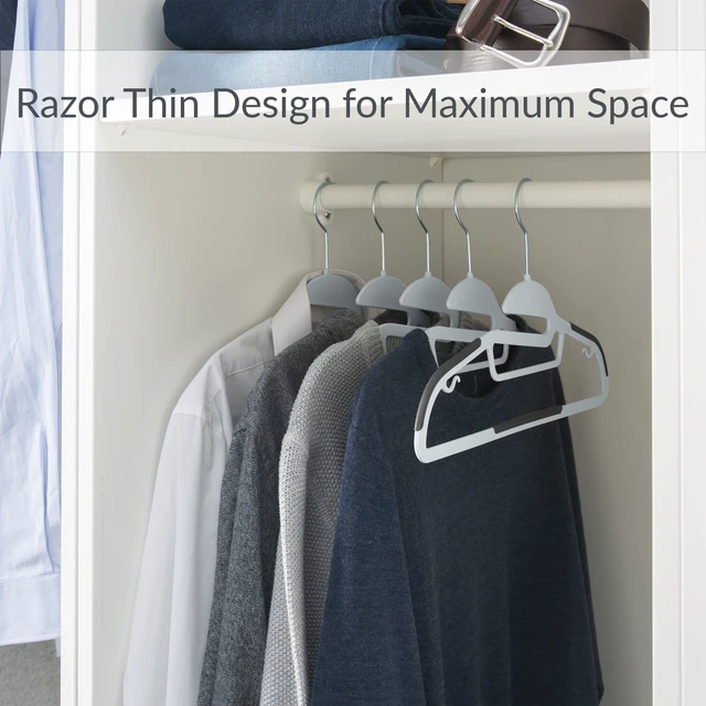 Alt view image 4 of 5 - Simplify 8-Pack S-Shape Non-Slip Plastic Shirt Hangers with Tie Bar in White