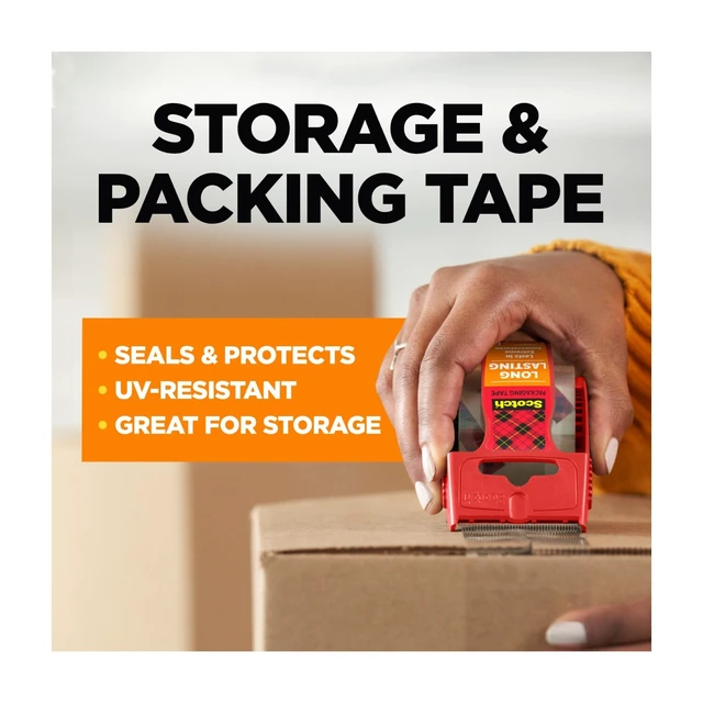 Alt view image 6 of 6 - Scotch Long Lasting Storage Packing Tape 1.88in x 27.7yds, Clear, 1 Roll with Dispenser