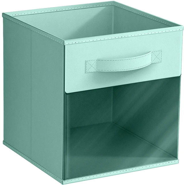 Main image of Sorbus 11Inch Collapsible Fabric Storage Bin with Clear Window, Pastel Teal