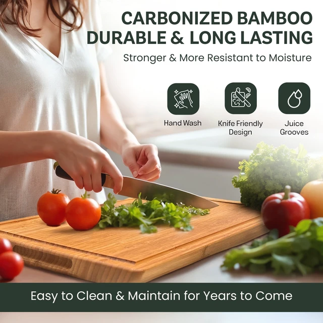 Alt view image 3 of 6 - Bambsi Bamboo Cutting Board 8" x 5" Extra Small