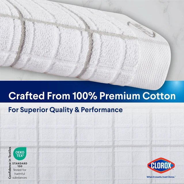 Alt view image 4 of 6 - Clorox Cotton Kitchen Towel 1 Pack, Gray, 26"x16", Absorbent for Cooking, Drying Dishes, Cleaning