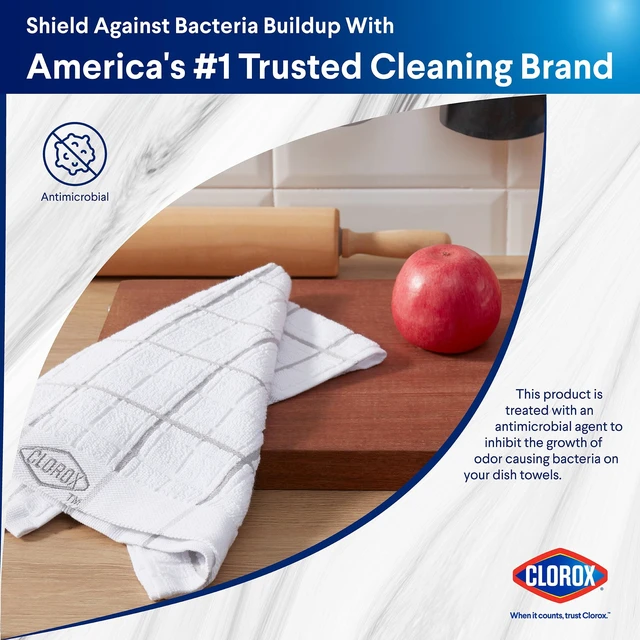 Alt view image 3 of 6 - Clorox Cotton Kitchen Towel 1 Pack, Gray, 26"x16", Absorbent for Cooking, Drying Dishes, Cleaning