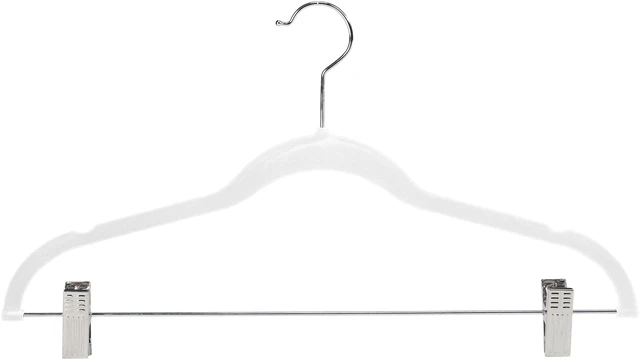 Main image of Simplify Non Slip Velvet Skirt Hangers with Clips, 6Pack, White