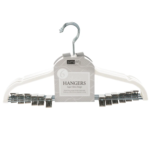 Alt view image 3 of 5 - Simplify Non Slip Velvet Skirt Hangers with Clips, 6Pack, White