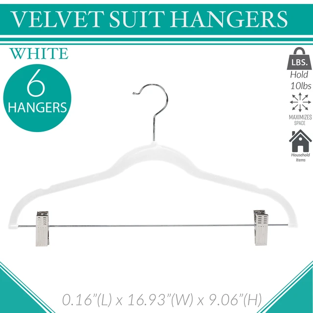 Alt view image 2 of 5 - Simplify Non Slip Velvet Skirt Hangers with Clips, 6Pack, White