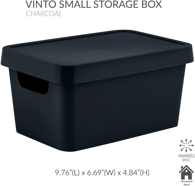 Alt view image 3 of 6 - Simplify Vinto Small Plastic Storage Box with Lid in Charcoal