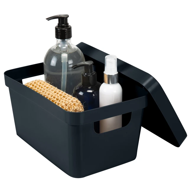 Alt view image 5 of 6 - Simplify Vinto Small Plastic Storage Box with Lid in Charcoal
