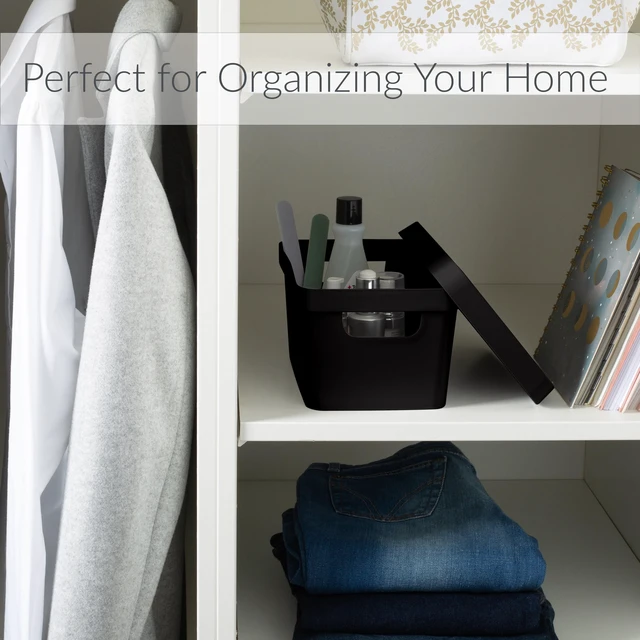 Alt view image 2 of 6 - Simplify Vinto Small Plastic Storage Box with Lid in Charcoal