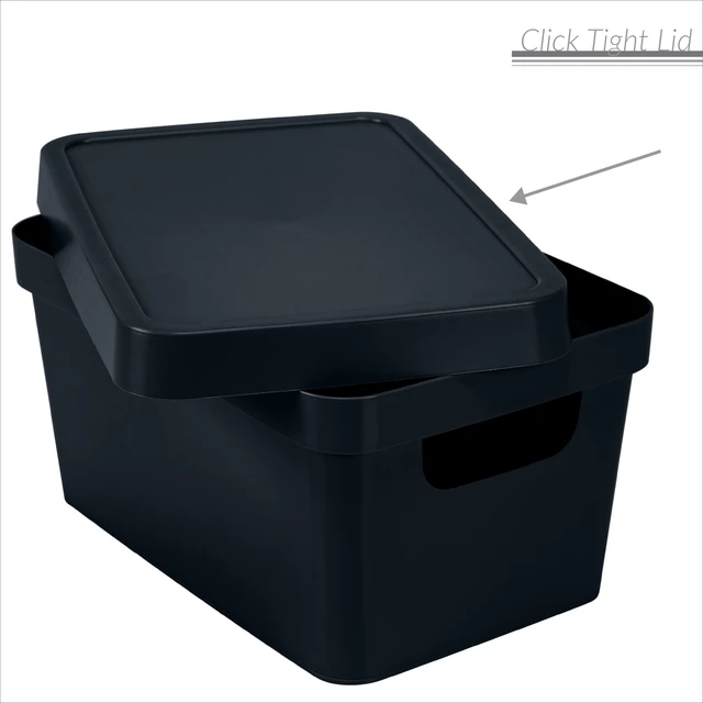 Alt view image 4 of 6 - Simplify Vinto Small Plastic Storage Box with Lid in Charcoal