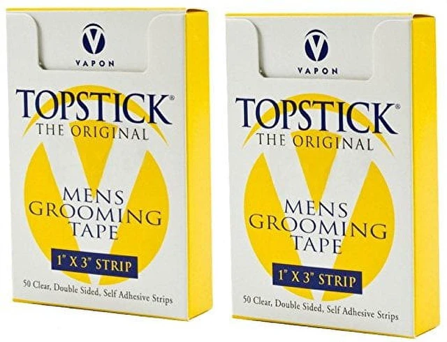Main image of Vapon Topstick 1" x 3" Hypo-Allergenic All Purpose Clear Double Tape, 50 Strips per Box, 2 Boxes