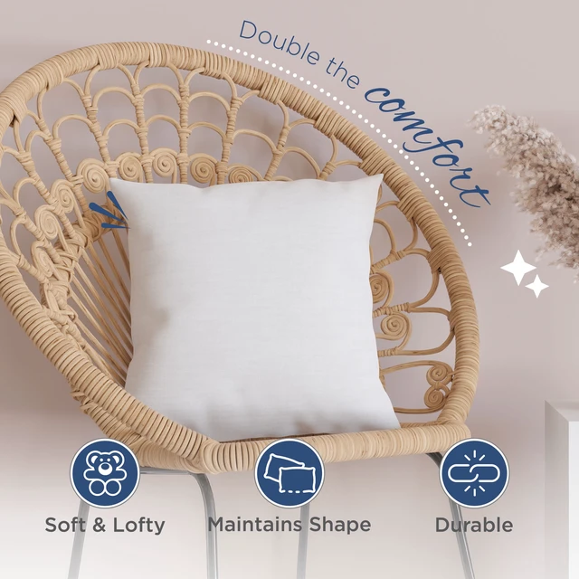 Alt view image 4 of 6 - Martex 2-Pack 16x16 Decorative White Pillow Inserts, Soft & Supportive